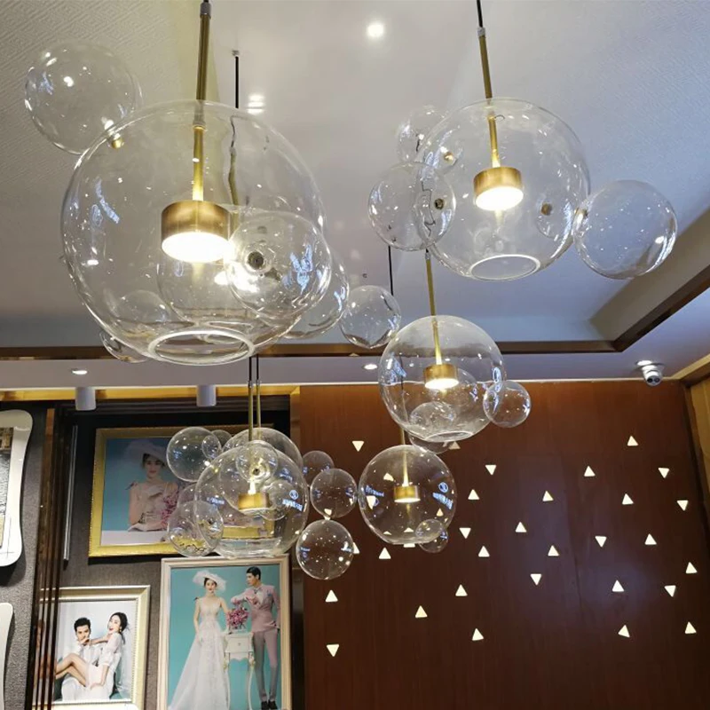 

Modern Mickey Shape Glass Ball LED Pendant Lamp for Hotel Living Room Cafe Clothing Store Indoor Lighting Decoration