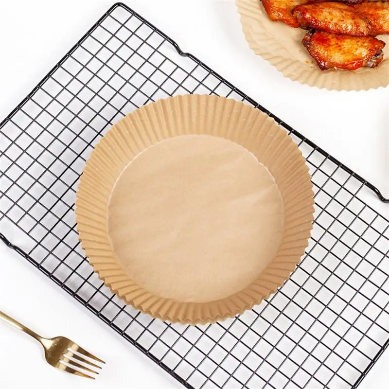 

16cm Air Fryer Disposable Paper Liner Non-Stick Mat Silicon Wood Pulp Steamer Round Air Fryer Paper Kitchen Accessories 50/100pc