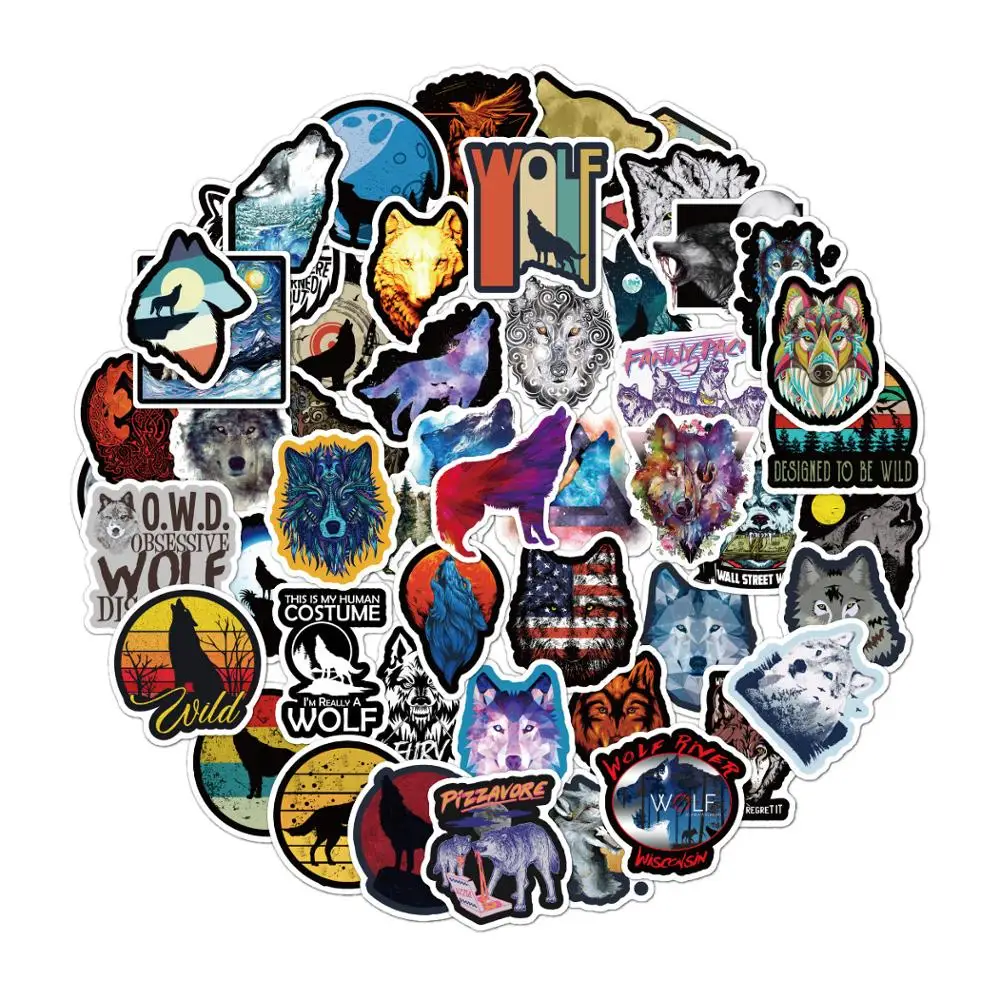 

50PCS New Animal Style Personality Wolf Graffiti Sticker Waterproof Suitcase Notebook Refrigerator Skateboard Children Sticker