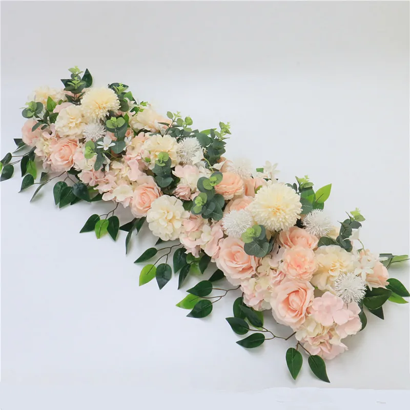 C Pink custom made Artificial rose flower row Wedding background wall arch Welcome desk decorative fake flower Home holiday decoration - Цвет: C Pink