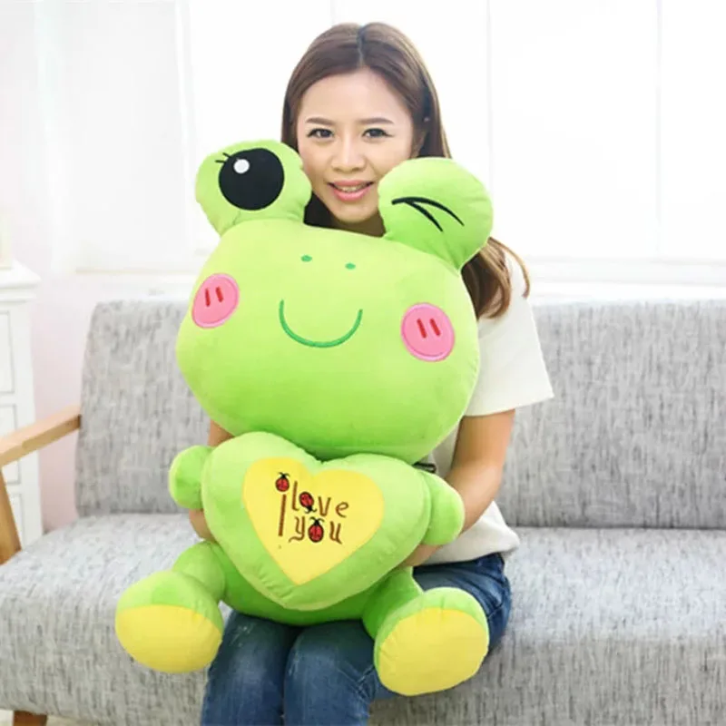 

New Style 35-65CM I Love You Letters Print Love Heart Frog Plush Toys Stuffed Doll Cushion Animal Pillow For Friend Gift