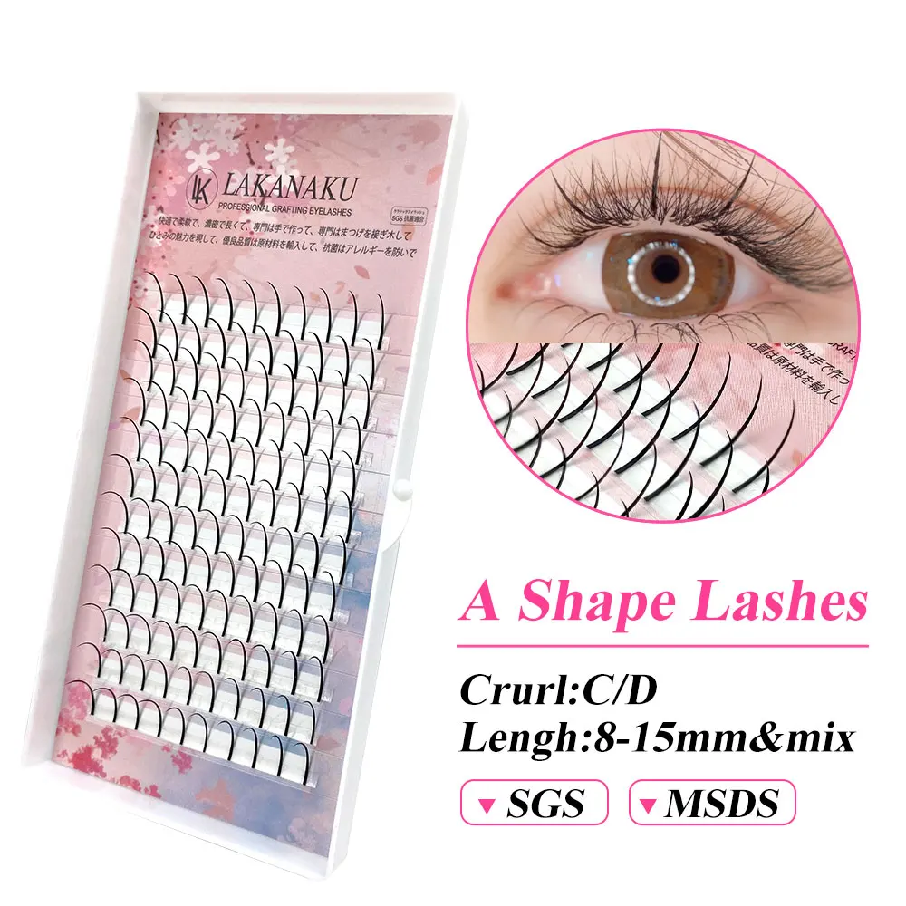 

LAKANAKU Mink Spikes Lashes Volume Fans Extension 0.07 C/D 8-18 Mix Professional Spikes Lashes 100% Individual False Eyelashes