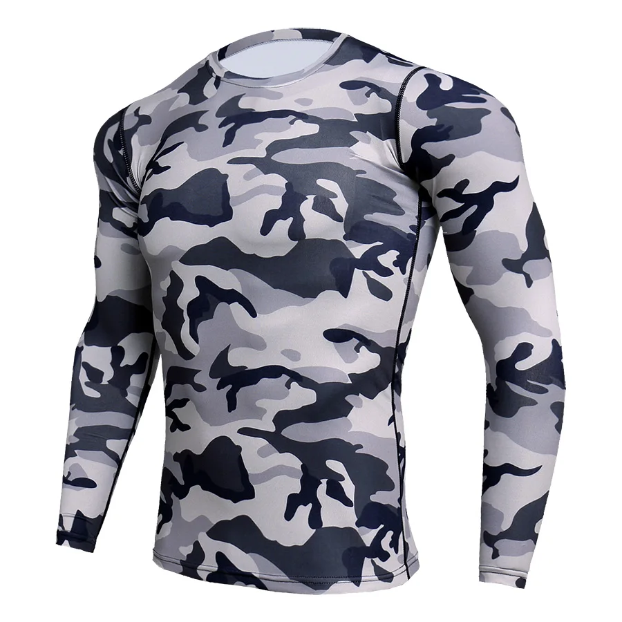 2019 Quick Dry Rashgard Male Gym Crossfit T Shirt Long Sleeve Sport Men Camouflage Fitness Top Training Running | Спорт и