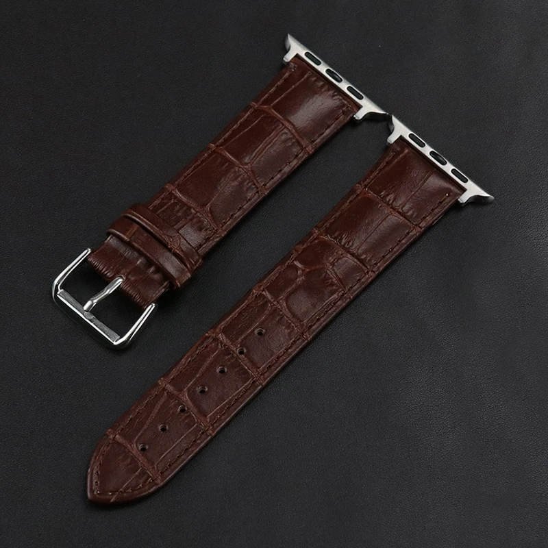 Animal Skin Genuine Leather Watch Strap 38mm 40mm 42mm 44mm Band for Iwatch Apple Smart Watch Wrist Belt Green Pink White Color