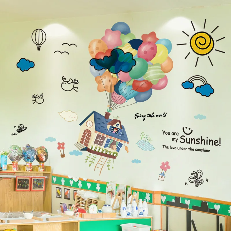 

Colorful Balloons Wall Stickers DIY Cartoon Clouds Wall Decals for Kids Rooms Baby Bedroom Nursery Decoration