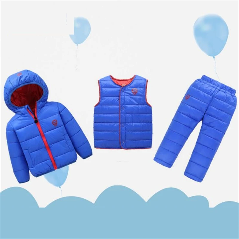 Детская верхняя одежда из 3 предметов пуховик для мальчиков и девочек новогодние