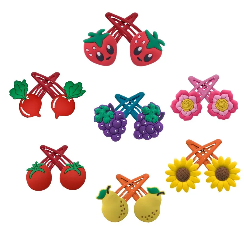 

1pair Fruit Hair Clips Flower Hairpins for Girls Sunflower Hair Accessories Sweet Hair Barrettes Hair Ornament Kids Xmas Gift