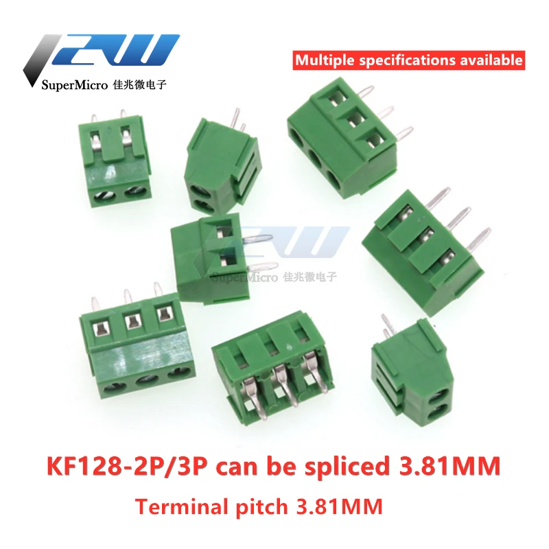 Винтовые концы для печатной платы KF128 3 81 мм 10 шт. фоторазъем соединения 2P 3P 4P 5P 6P 7p