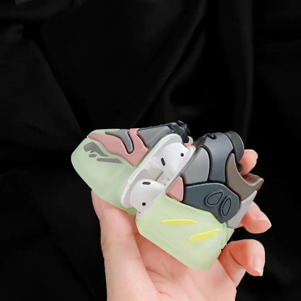 Ночной светящийся чехол для airpods 12pro силиконовый 3D обуви air pod роскошная Брендовая