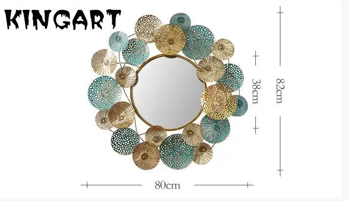 Большое настенное зеркало с рамкой металлическое круглое декоративное