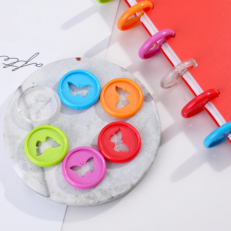 12PCS 26MM Butterfly Binder Ring Mushroom Hole Round Binding Plastic Disk Buckle DIY Supplies | Канцтовары для офиса и дома