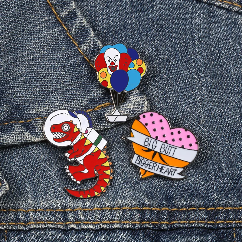 Эмалированная булавка в виде мультяшного животного Забавный динозавр