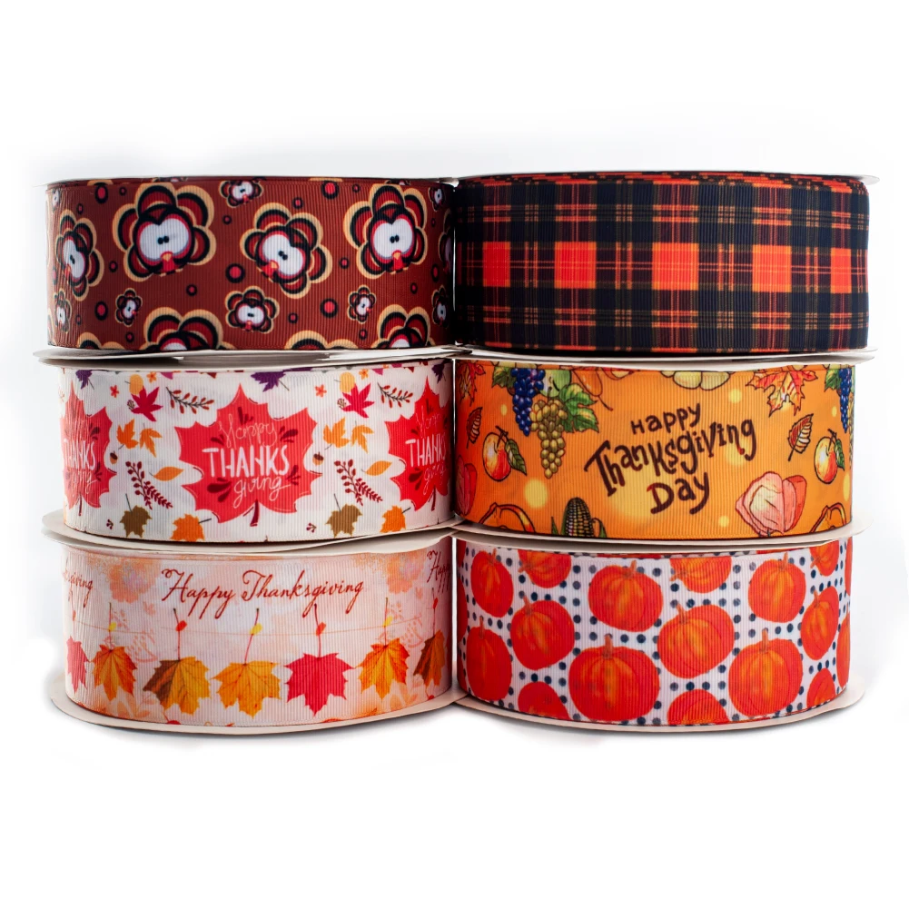 

Thanksgiving Fall Theme 10Yards 25mm/38mm/50mm/75mm Grosgrain/Satin Ribbon Crafts Accessory Hairbow Headwear Decoration DIY