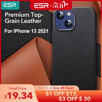 esr leather case for iphone 13 premium real leather case for iphone 13 pro max magnetic back cover shockproof full protective
