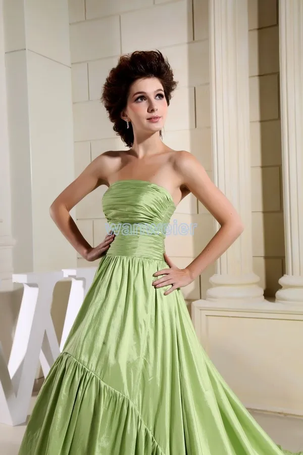 

free shipping dinner 2014 taffeta formal dress maxi dresses long new design brides maid dress customized size green prom dresses