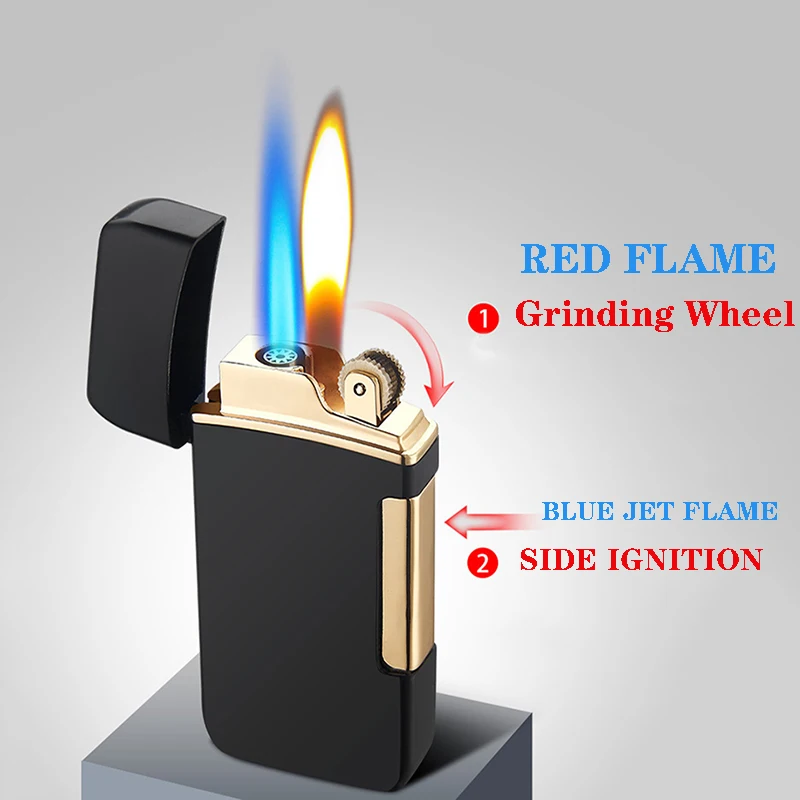 Зажигалка-гофонарь лка с двумя пламенями (красный огонь + струйное пламя)