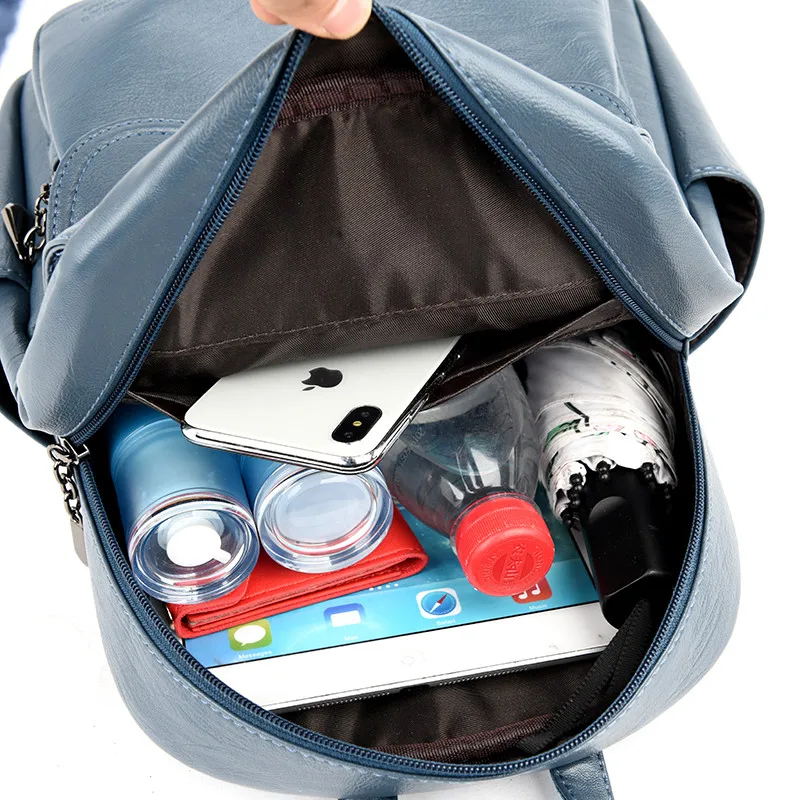 

2020 Vintage Black Woman Backpack Brand Female Backbag High Quality Leather book bag for Teenage Girl Schoolbag Lady Travel Bags