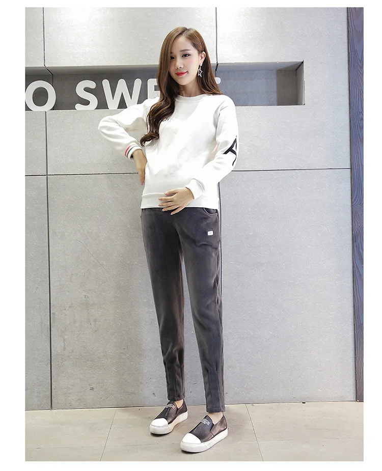 

Одежда для беременных осень-зима 2021 плюс бархатные плотные теплые бархатные шаровары с золотым бархатным утеплителем Брюки для беременных