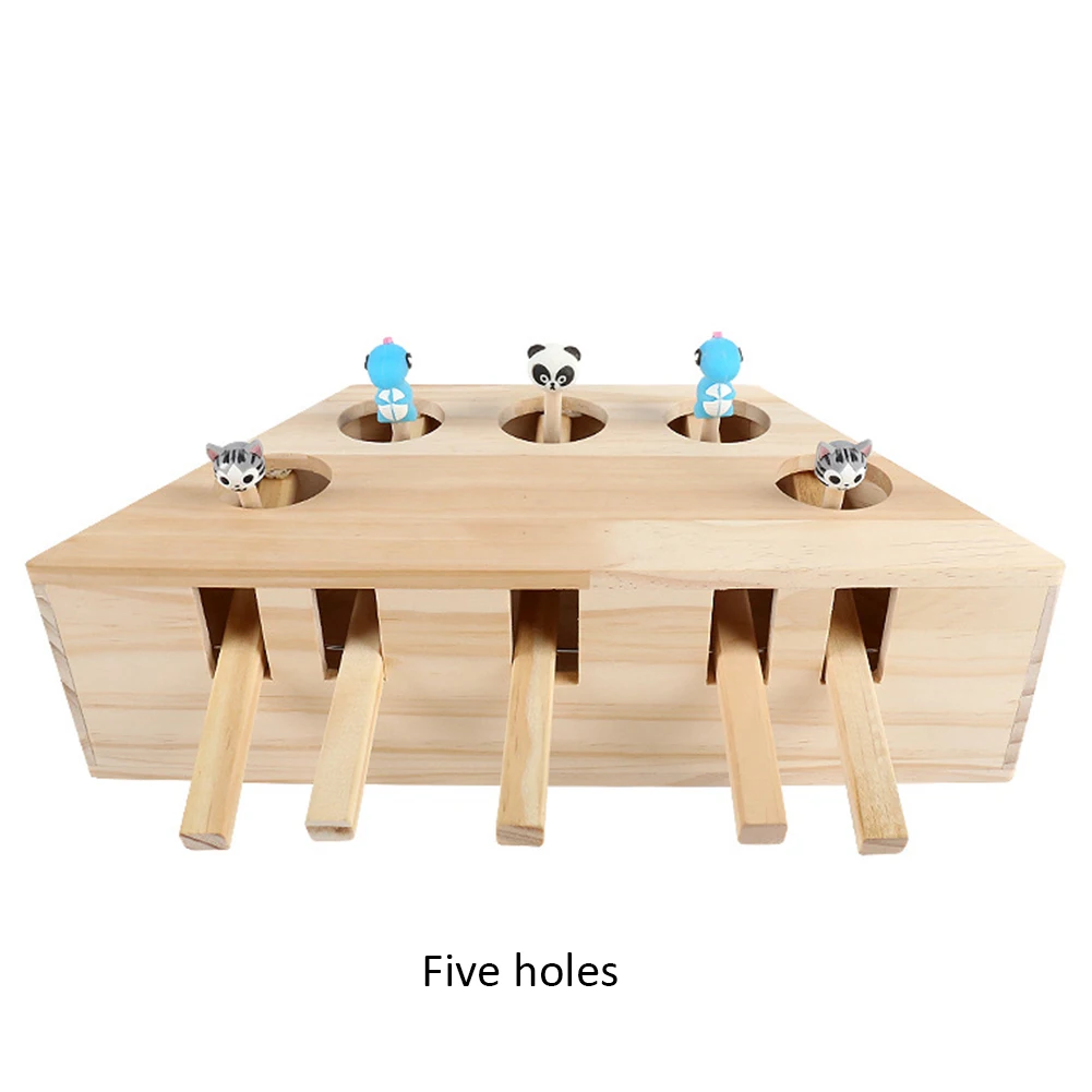 5 holes 3/5 отверстий, игрушка для кошек, домашнее животное, твердая деревянная охотничья игрушка, Интерактивная мышь, сиденье, царапина, интерактивные кошки, креативная игрушка для игр S07 - Цвет: 5 holes