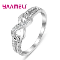 wholesale 925 sterling silver lucky 8 rings european fashion woman girl party wedding gift cubic zirconia fine jewelry