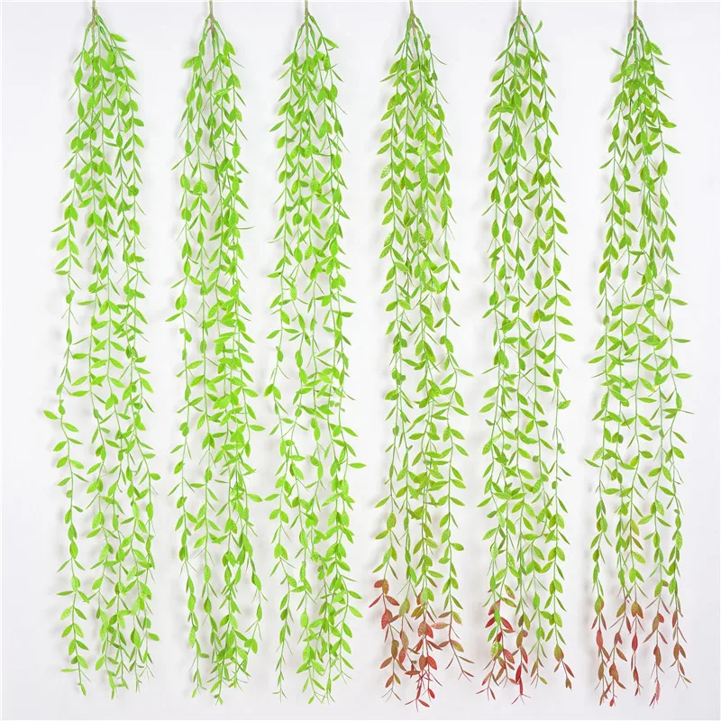 

Artificial Weeping Willow Wall Hanging Wedding Indoor Green Plants DIY Decoration Leaf Rattan Vine Home Decor 105cm 1pc