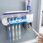 Держатель для зубных щеток с УФ-стерилизацией, автоматический дозатор зубной пасты, настенный набор аксессуаров для ванной комнаты, бытовой предмет