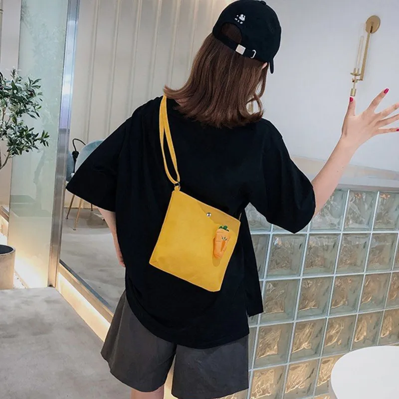 M446 мультяшная модная сумка-мессенджер для женщин холщовая квадратная сумка