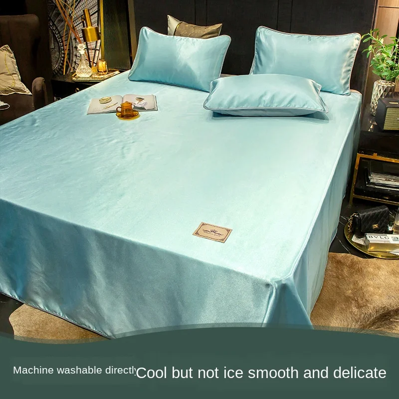 

Three-piece Ice Silk Mat Simple Simple Solid Color Folding Soft And Comfortable Light Luxury Fashion Breathable Cool Bed Design
