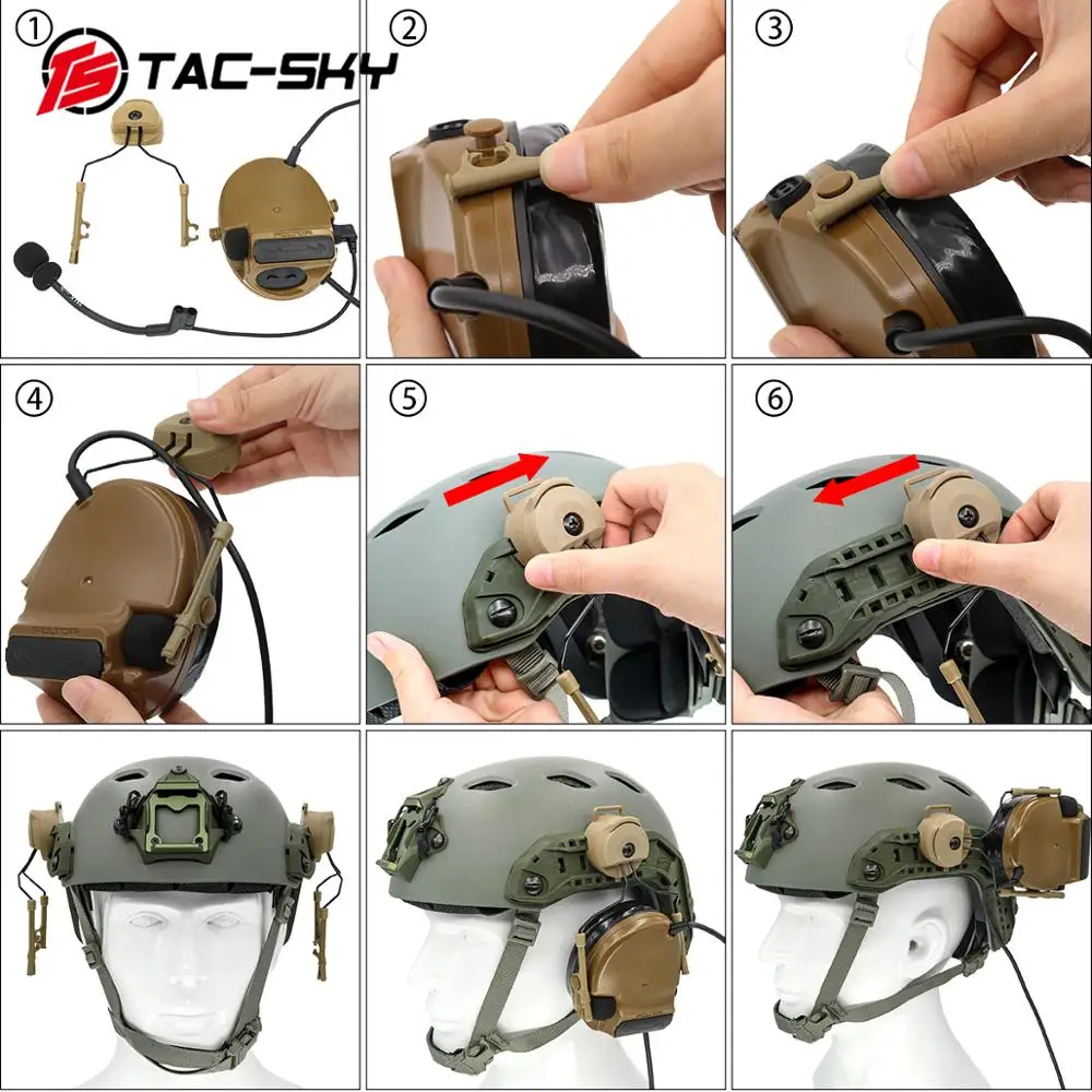 TAC-SKY Тактический bluetooth гарнитуры Быстрый Ops Core Шлем АРК COMTAC кронштейн и Новый