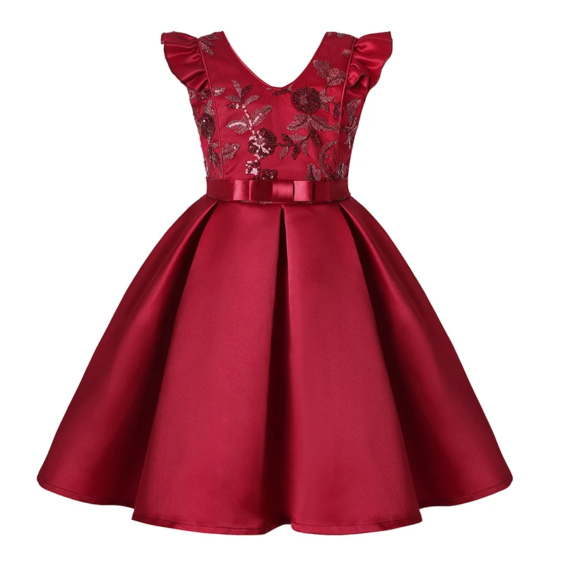 

2021 New Little Flying Sleeves Children Dresses Girls Sequin Princess Party Dress Kids Formal Evening Dresses Lovely Girl Costum