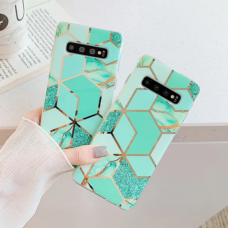 Модный чехол YHBBCASES с геометрическим покрытием и мраморным рисунком для Samsung Galaxy S8