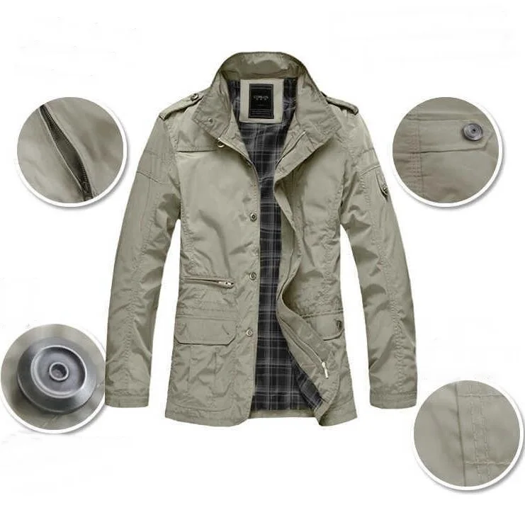 Men Trench Liner Outwear Warm Epaulettes Coat Men Winter Cotton Parkas MenHow Thick Warm Padded Multi-Pocket Coats