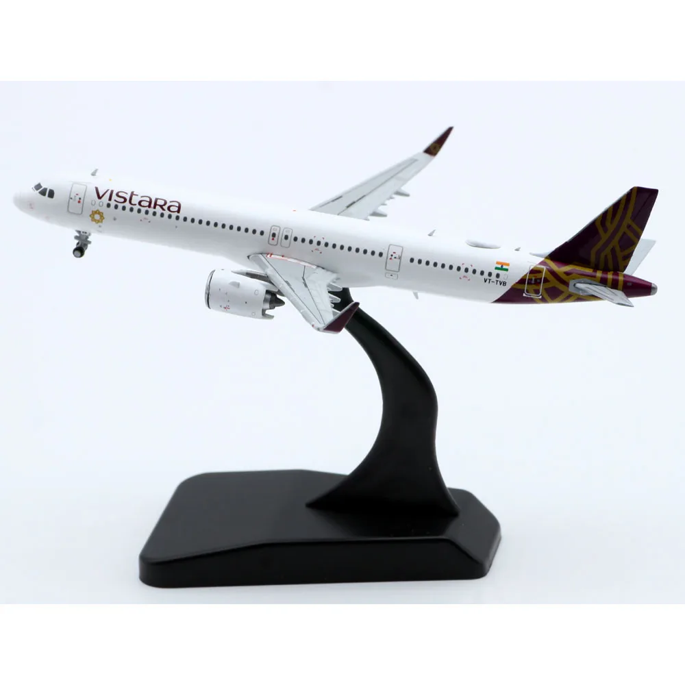 Фото Коллекционный самолет из сплава в подарок JC Wings XX4467 Vistara Airlines Airbus A321NEO, литой под давлением самолет JET, модель VT-TVB с подставкой №2