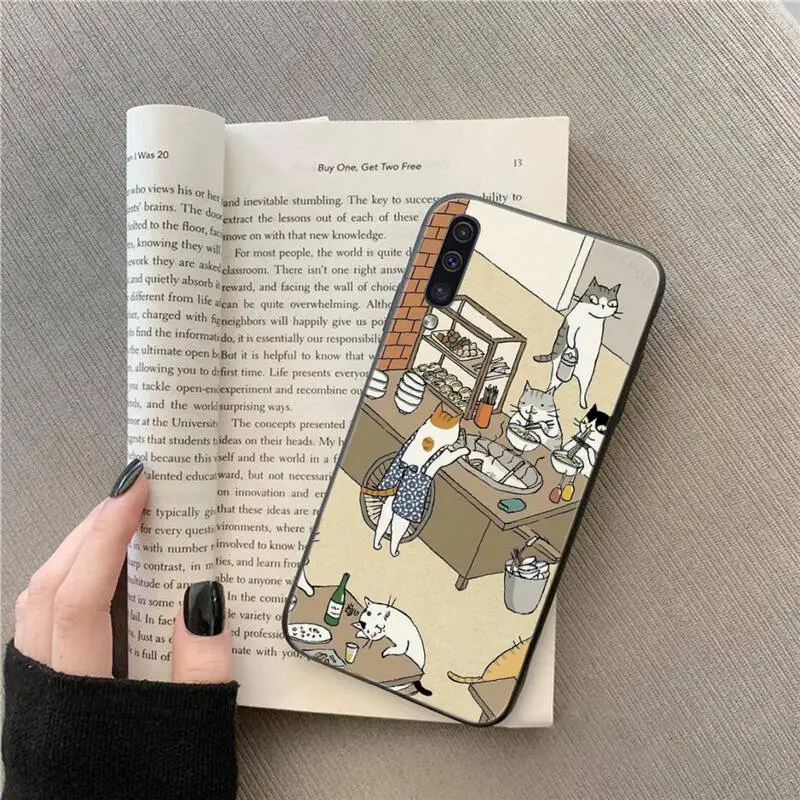 

cats and the library tree cartoon Phone Case For Samsung galaxy A S note 10 7 8 9 20 30 31 40 50 51 70 71 21 s ultra plus