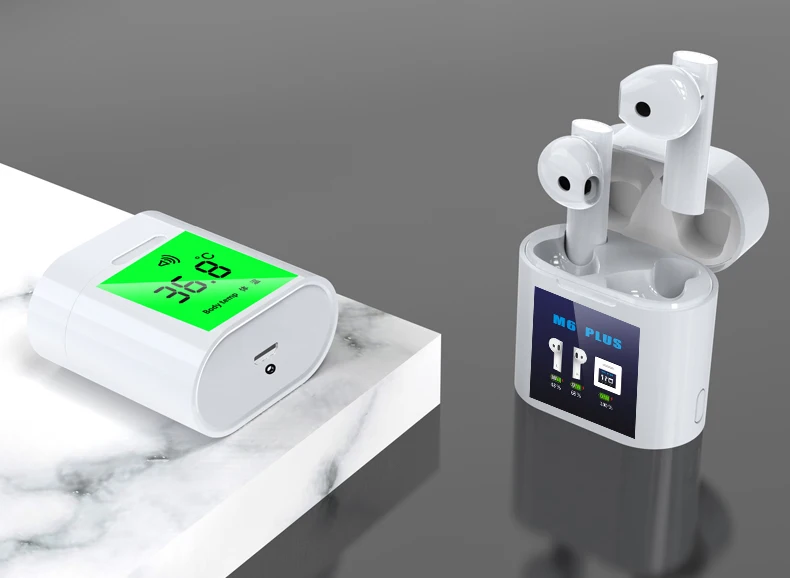 M6 PLUS 5 0 беспроводные Bluetooth стерео в ухо ЖК дисплей измерение температуры наушники