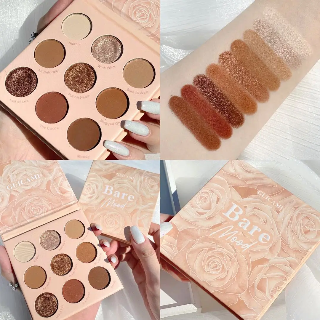 

Guicami Sweet Party Eyeshadow Pallete Makeup Palette 9 Color Shimmer Glitter Matte Shades Matellic Nude Blendable Pigment Powder