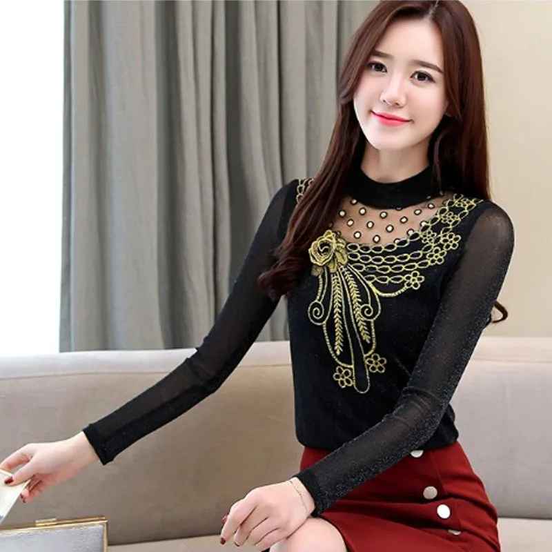 Сезон весна осень Новинка С высоким плотно облегающим шею воротником черные топы