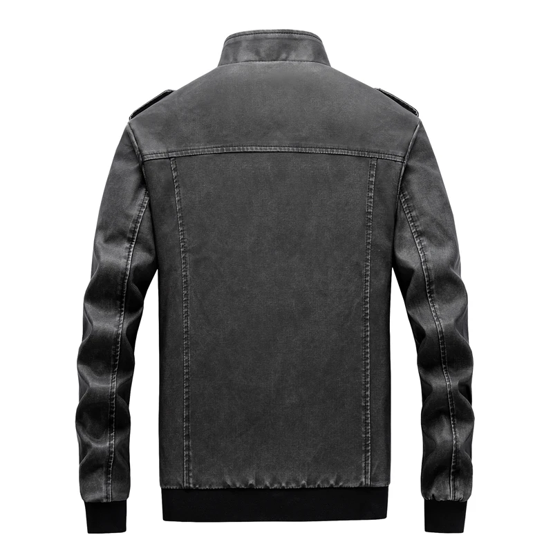 Куртка мужская кожаная на молнии винтажная модная бомбер в стиле милитари пиджак