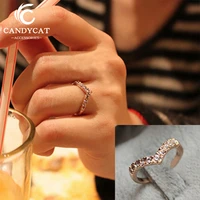 trendy v type unique design rings for women exquisite rhinestone rings female wedding rings fashion jewelry accessories
