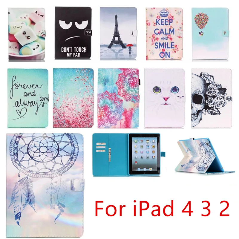 Чехол для Apple iPad 2 3 4 флип чехол из искусственной кожи с подставкой и рисунком