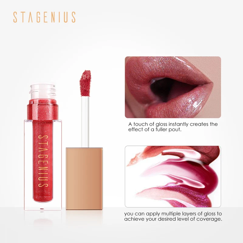 STAGENIUS Lip Gloss Moisturizer Plumper Long Lasting Pump Transparent Waterproof Sexy Volume Lipgloss | Красота и здоровье