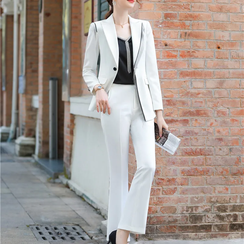 

2 Piece Set Autumn Winter Women Pant Suit Blazer And Pants Slim Office Clothes Blazer Oversize Elegant Casual Fashion Pant Suit