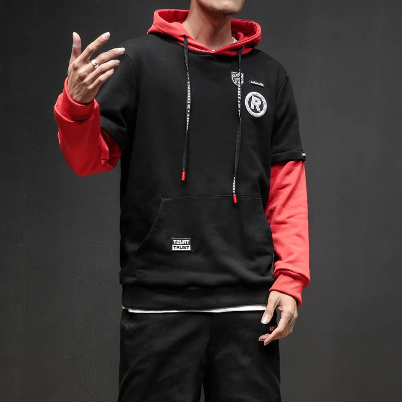 Стильная мужская нарядная толстовка с капюшоном 2019 поддельные двухсекционные