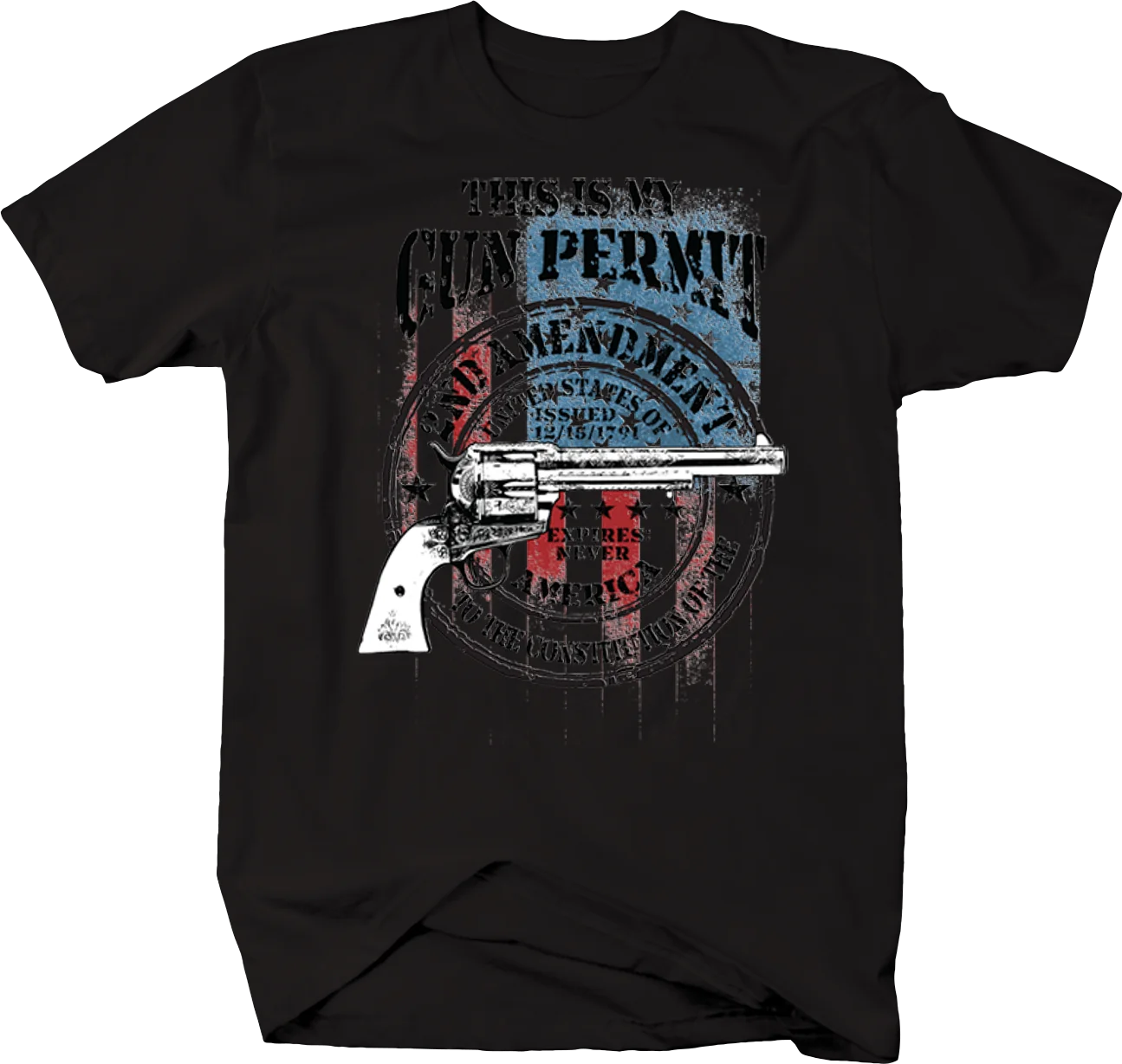 Это футболка с надписью My Gun Permit 2nd Revolver America Constitution | Мужская одежда