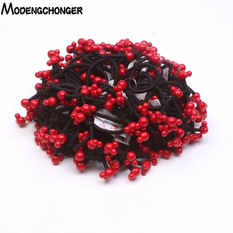 5 шт./компл. эластичные резинки для волос с красными бусинами девочек детский
