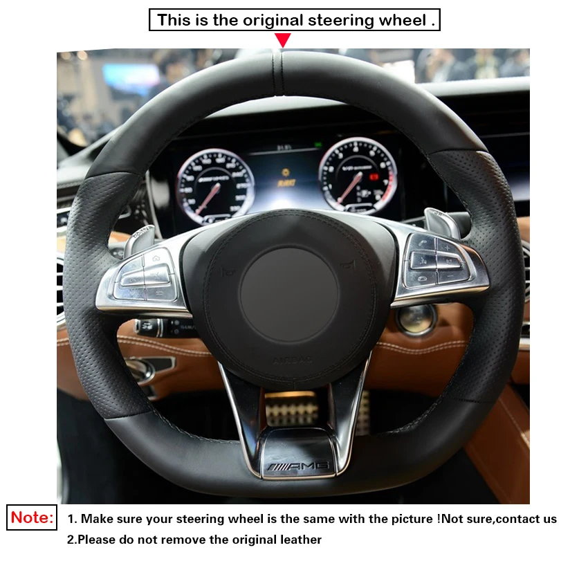 Черный чехол на руль LQTENLEO из искусственной кожи для Mercedes Benz A45 AMG W205 C43 C63S CLA45 CLS63 GLC 43