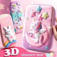 3d pencil case eva storage box lovely pink unicorn cartoon pen bag for school girl kawaii stationery gift pouch eraser holder in