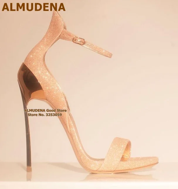 ALMUDENA/свадебные туфли-лодочки цвета шампанского на металлическом каблуке с