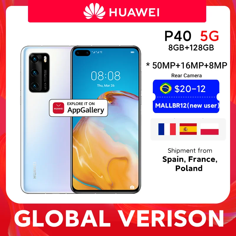 1500₽ off NESHUTKA1500 В наличии глобальная версия Huawei P40 5G смартфон Kirin 990 8 ГБ 128 50MP камеры 6