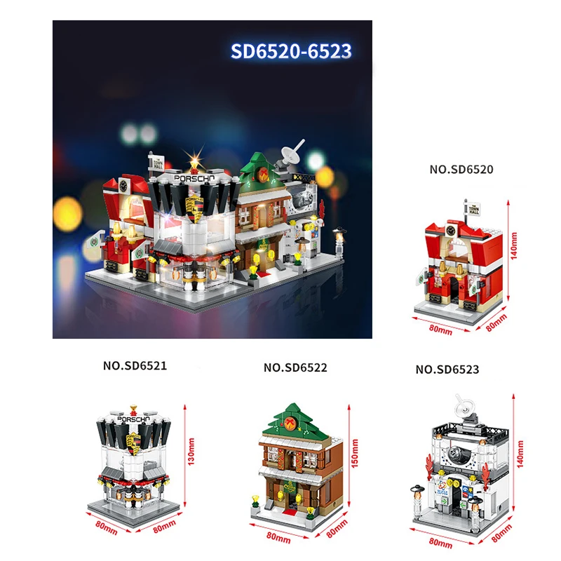

Mini City Night Street View Building Blocks Romantic Light Children Small Particle Puzzle DIY Toy Assembly Girl Boy Kid DIY Gift